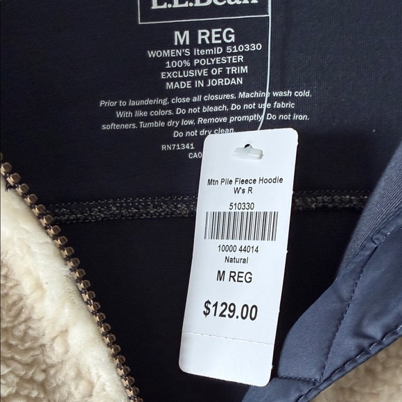 L.L. Bean Mountain Pile Fleece Hoodie Womens M Jacket NWT Cozy Warm Teddy - Picture 3 of 11